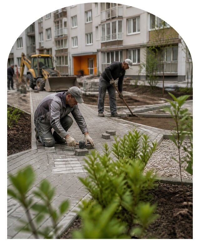 Благоустройство двора многоквартирного дома в Выборге