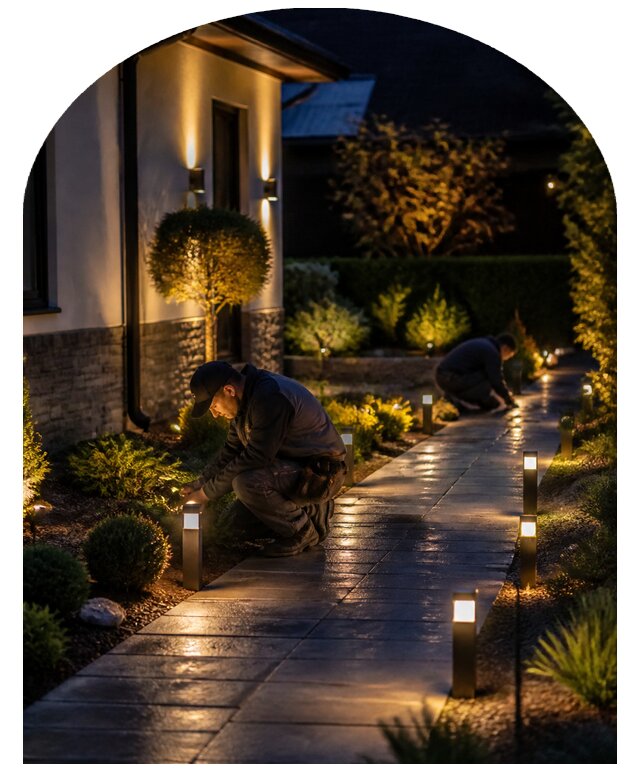 Монтаж ландшафтного освещения в Выборге по цене от 28108 р. | Метпроект-Вбр